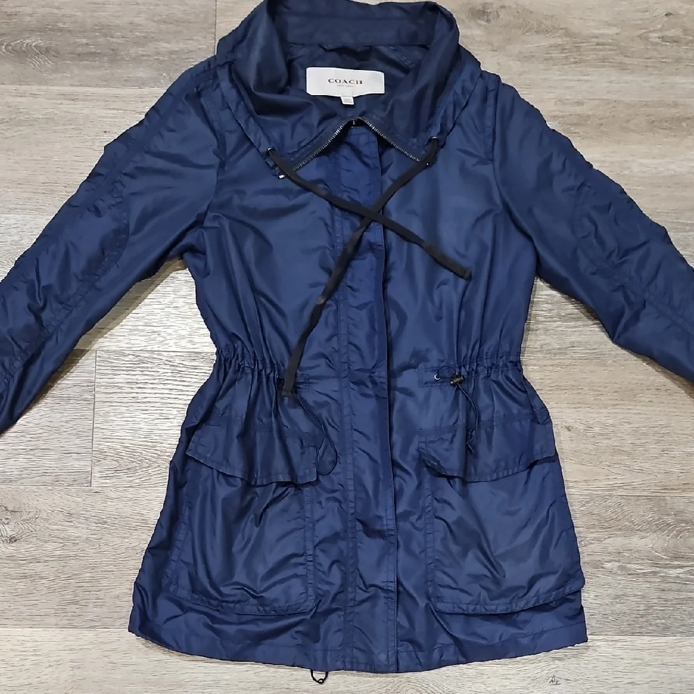 Coach Womens Navy Nylon Lightweight  Jacket Size Small